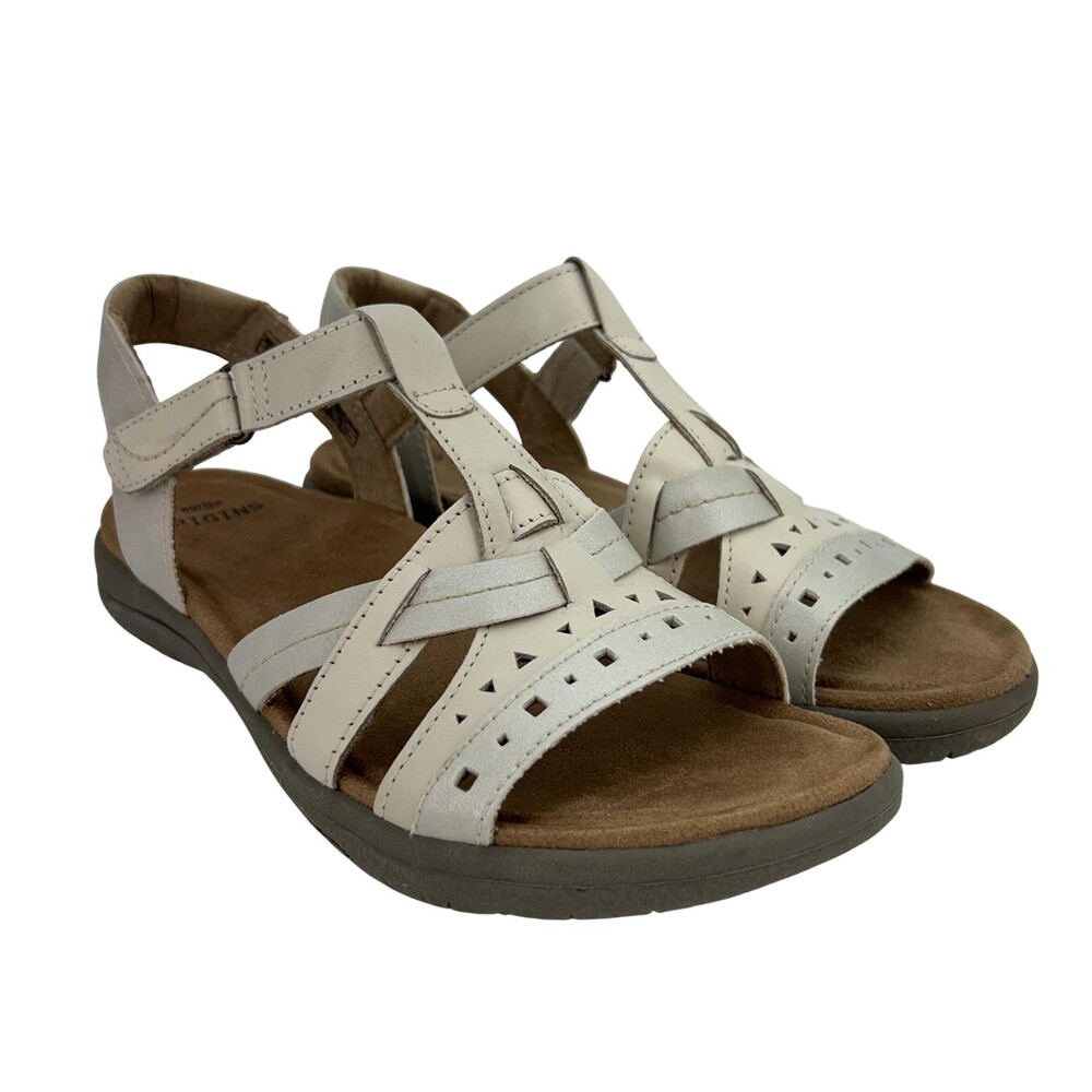 Earth Origins Sandals Womens Size 9 White Savanna Slingback Leather Comfort